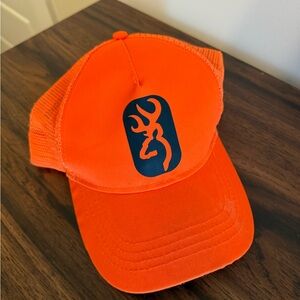 Browning Orange Cap with Dark Blue Emblem